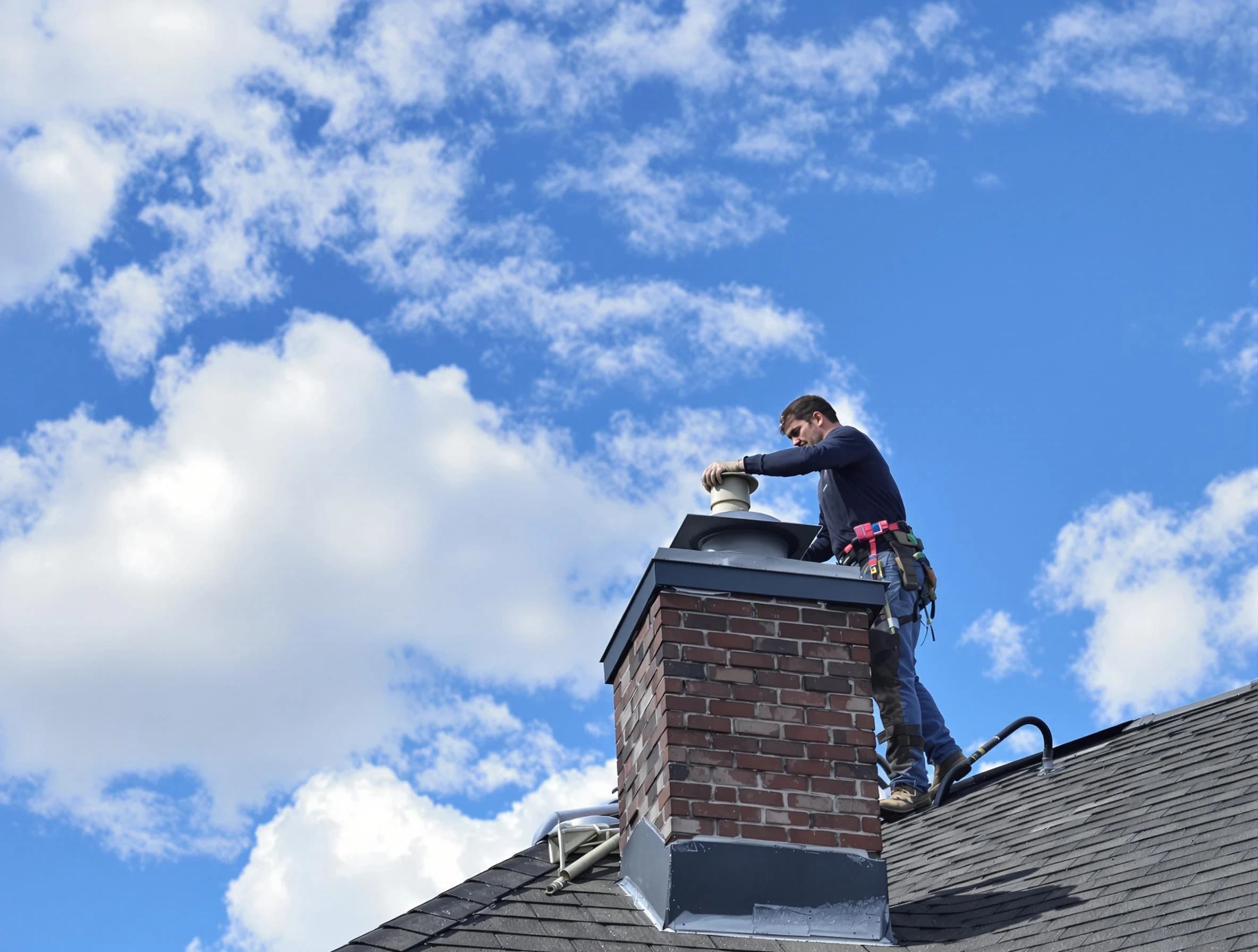 Brookhaven Chimney Sweep installing a sturdy chimney cap in Brookhaven, GA