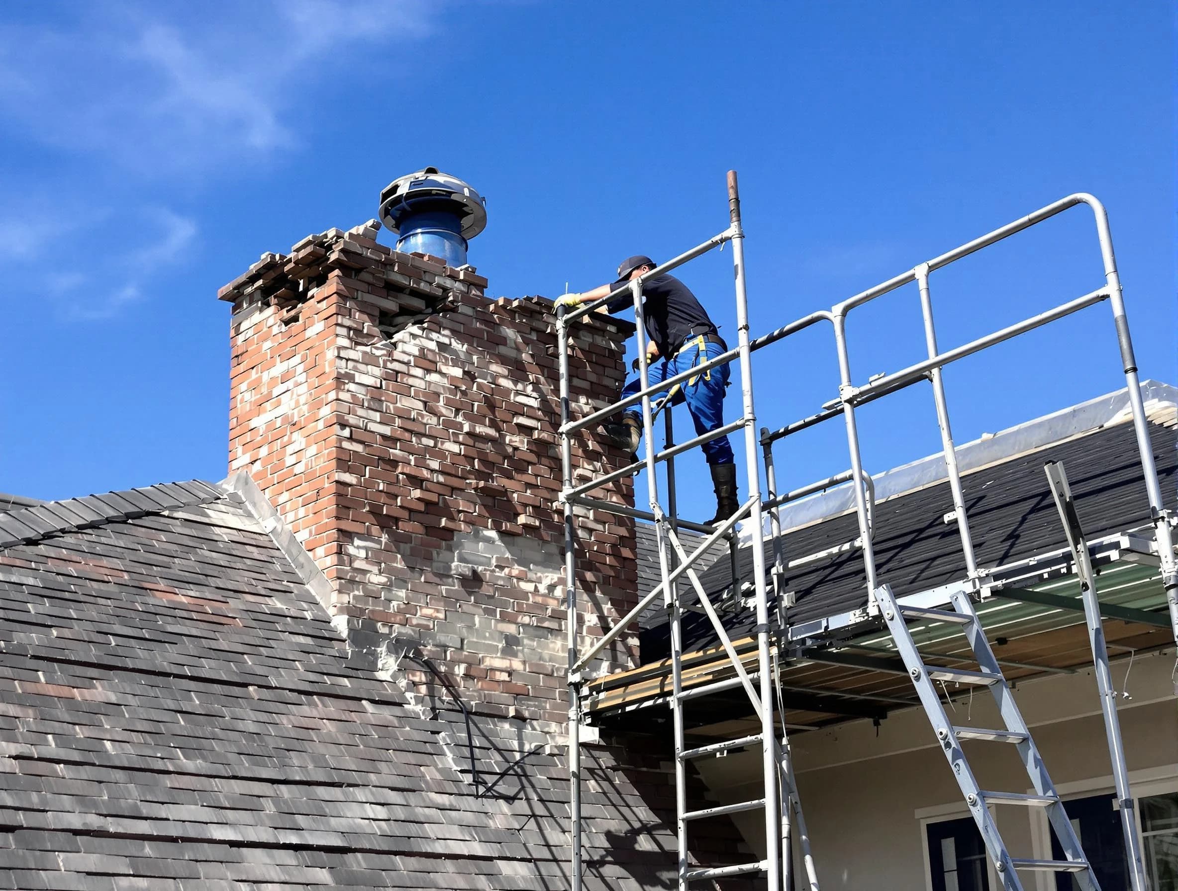 Rebuilding a chimney structure by Brookhaven Chimney Sweep in Brookhaven, GA