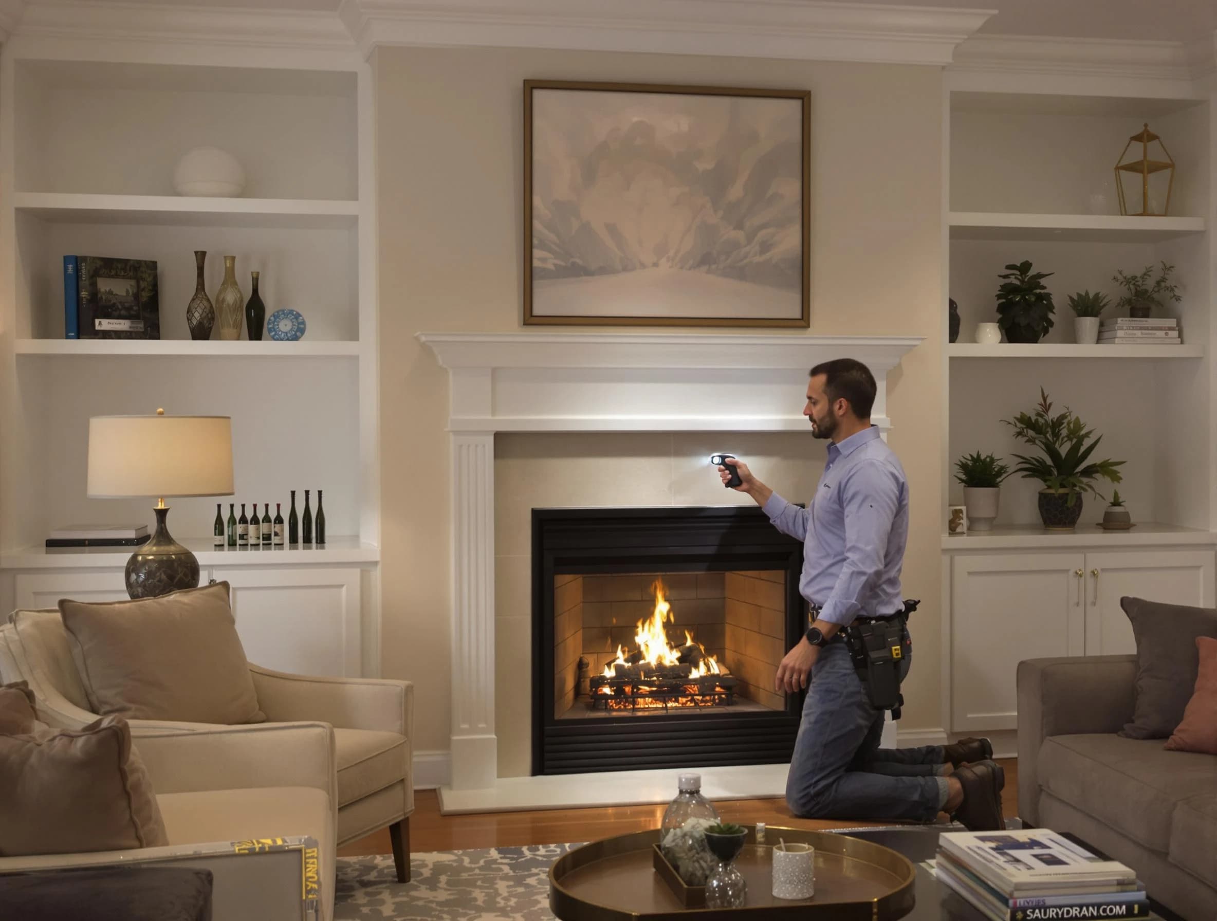 Brookhaven Chimney Sweep conducting a fireplace safety inspection in Brookhaven, GA