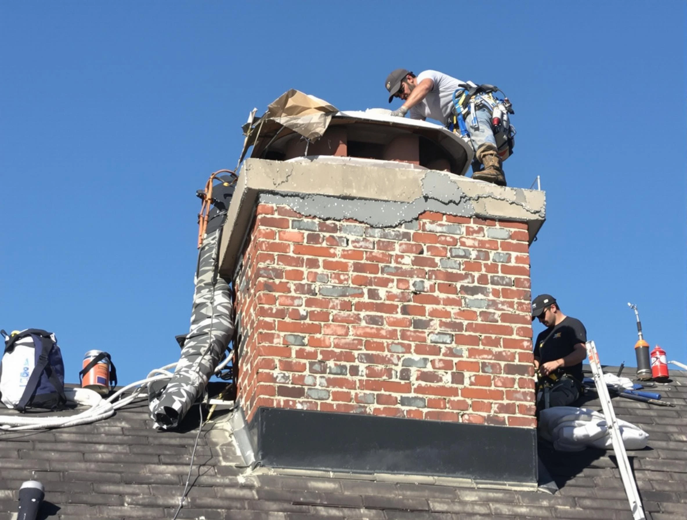 Brookhaven Chimney Sweep installing a custom chimney crown in Brookhaven, GA