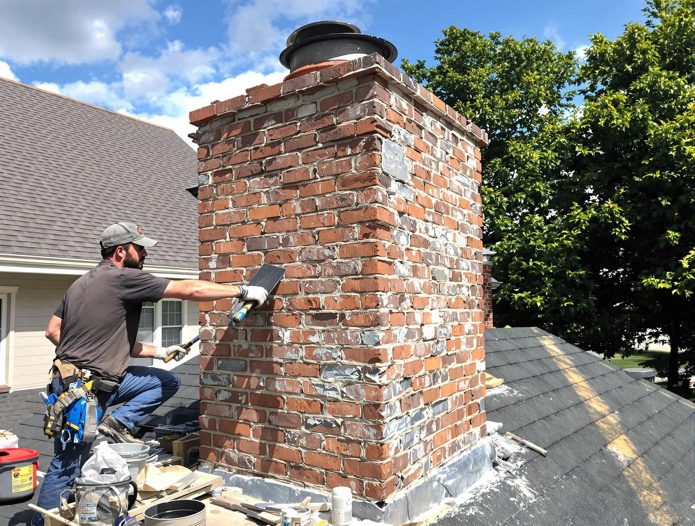 Completed chimney rebuild by Brookhaven Chimney Sweep in Brookhaven, GA