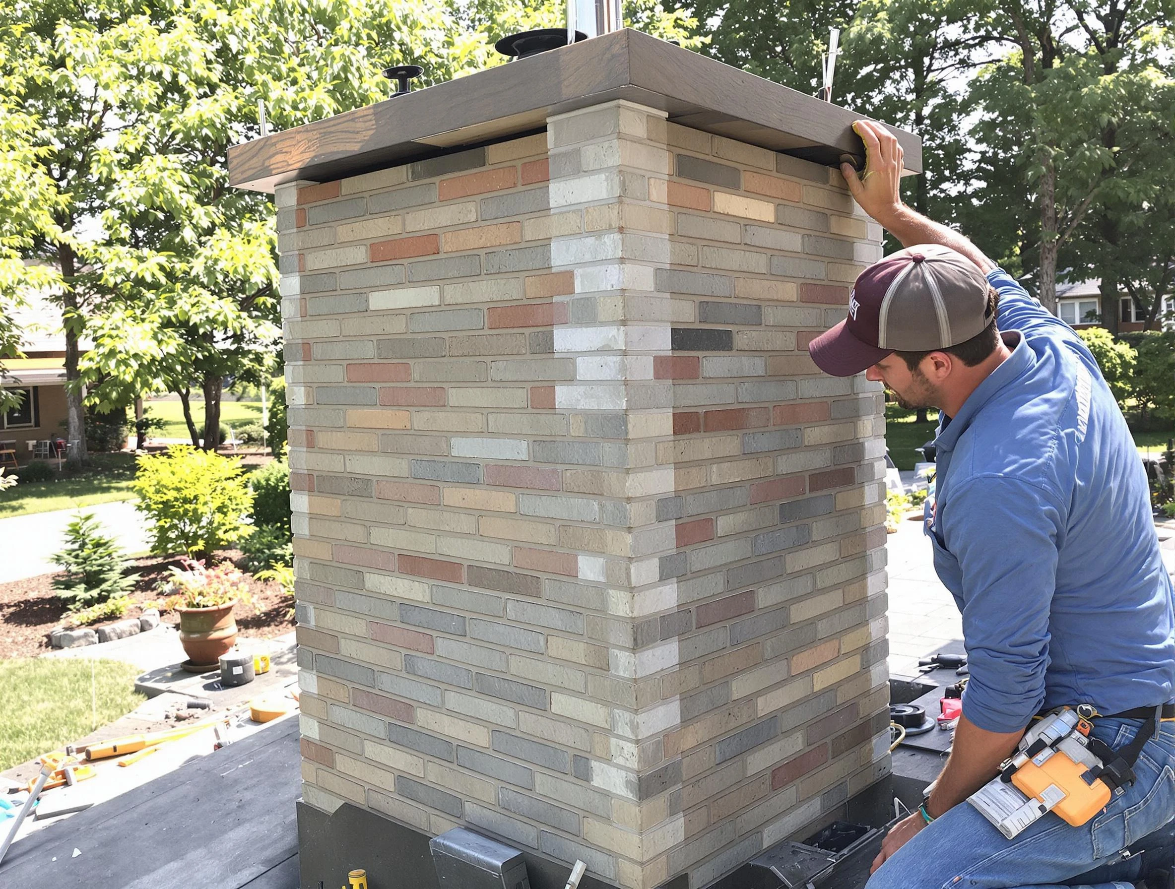 Brookhaven Chimney Sweep completing a modern chimney remodel in Brookhaven, GA