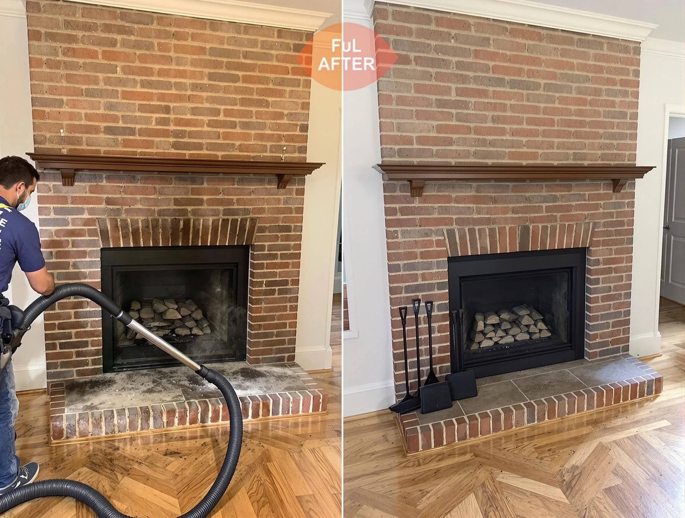 Brookhaven Chimney Sweep carefully sanitizing a fireplace in Brookhaven, GA